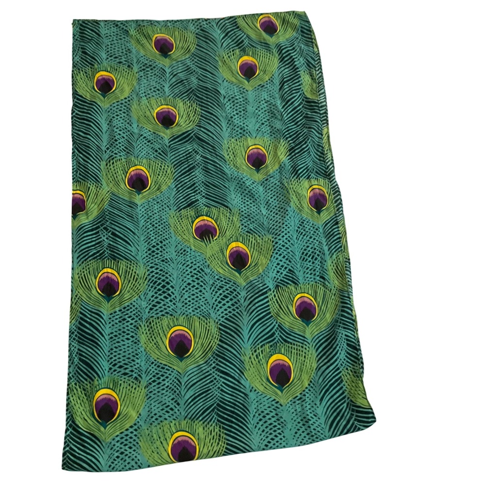 Peacock Feather Print Scarf Teal Green